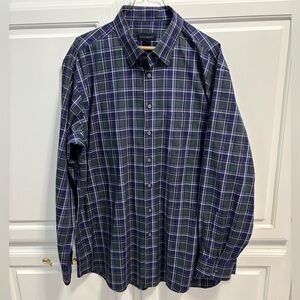 Scott Barber Long Sleeve Blue Purple Green Plaid Button Up Shirt Men’s Size XL